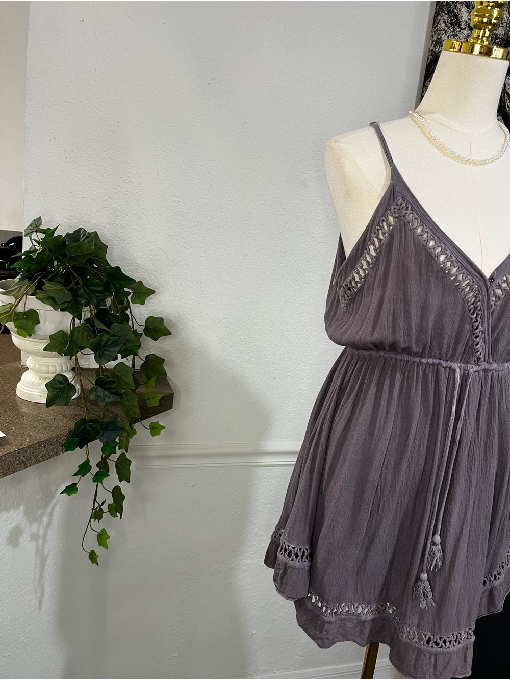 raya sun Lavender Grey Crochet-Trim Swim Coverup Dress - Picture 5 of 13